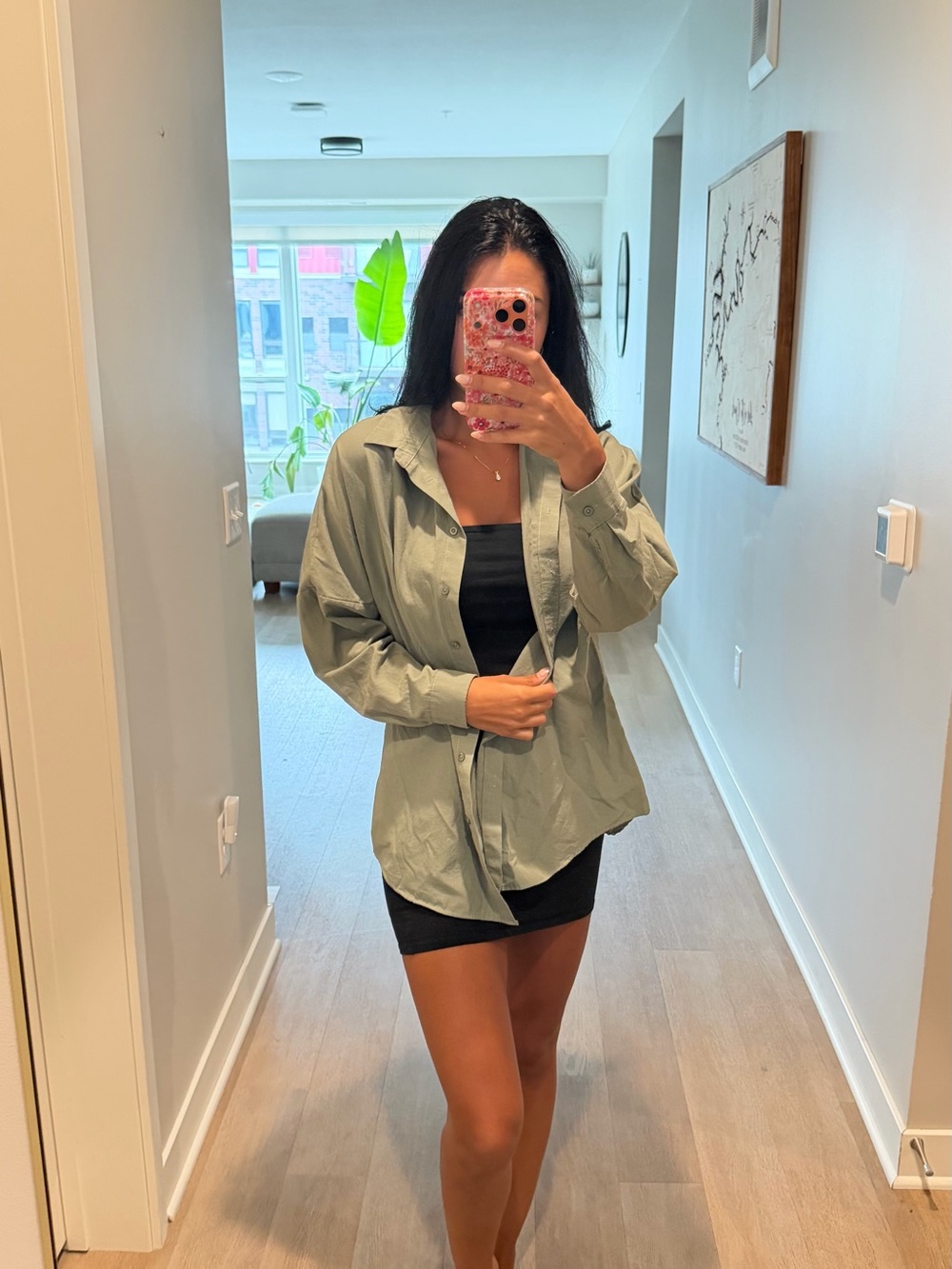 Relaxed Light Sage Button-Down Shirt - Women